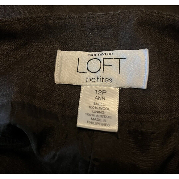 Women's Ann Taylor LOFT Petites Size 12P Capri Peddle Pusher Pants Brown Wool - Picture 4 of 4